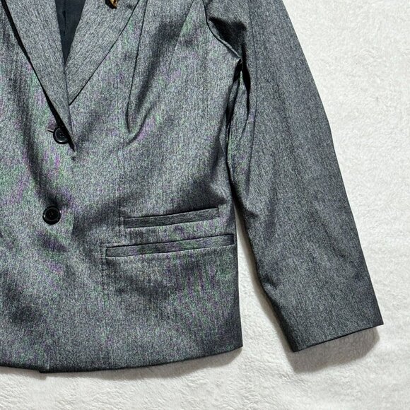Anne Klein Blazer Coat Gray/Silver 2 Button 2 Pocket w/ Gold Pin Women's Size 14 - Picture 5 of 13